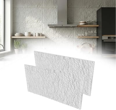 3D Muurpaneel Steenlook 120x60x3 cm, 2 Stuks PU Zelfklevende Wandbekleding, Waterdicht Steenpaneel voor Keuken, Badkamer & Woonkamer, Type A - Wit - NAIZY