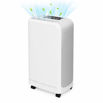 ECTEATOY® Elektrische luchtontvochtiger 12L/dag - Met wielen - 24-uurs timer - LED-display en handvat - Wit
