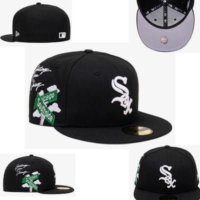 Chicago White Sox maat pet, gesloten hoed, honkbalpet, zonneklep, geborduurde hoed, diverse kleuren 738 white
