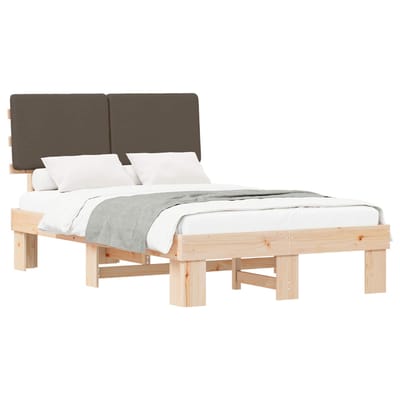 vidaXL - Bedframe - met - Gevoerde - Hoofdbord - Taupe - 120 - x - 200 - cm