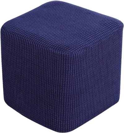 Voetenbank Hoezen - Poef Covers - Meubels Vernieuwen - Stretch Stof - 2 Stuks - Blauw