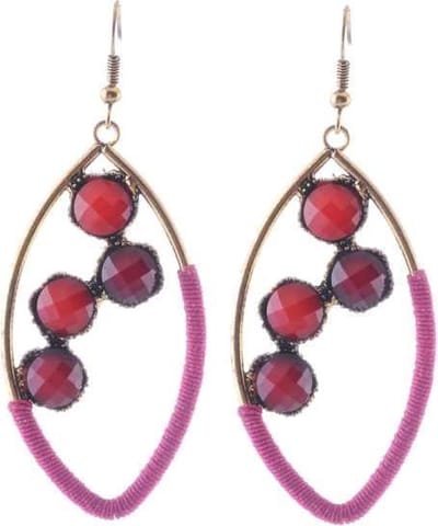 Behave - Oorbellen - Oorhangers rood en roze met steentjes