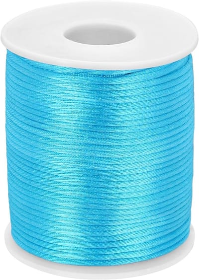 Satijnen nylon touw van 2 mm x 55 m, gevlochten draad voor armbanden, halskettingen en knutselen in hemelsblauw