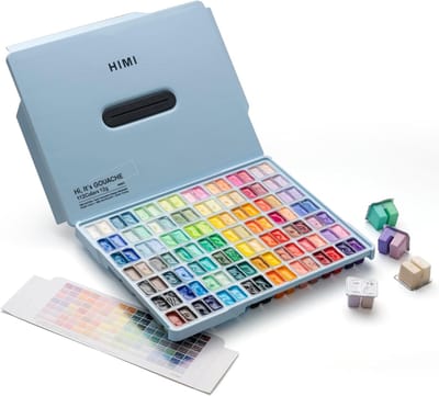 HIMI - Gouache set van 112 kleuren 12g – Twin split cups – Ice Blue