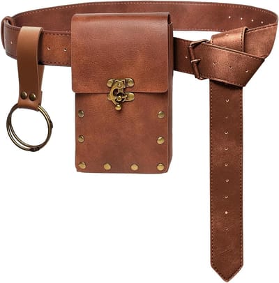 Leren Middeleeuwse Riem met Tas - Renaissance Kostuum Accessoires voor Piraten en Cosplay - Bruin, Historisch, Vintage