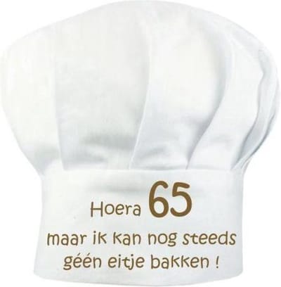Benza Koksmuts voor volwassenen - Hoera 65 maar ik kan nog steeds géén eitje bakken!