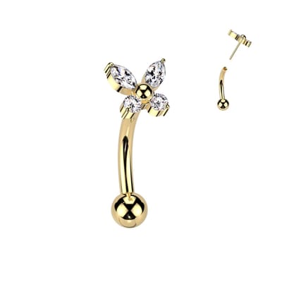 Piercing titanium curved vlinder 1.2x8 - goud - LMPiercings