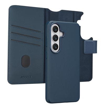 Accezz Hoesje - Geschikt voor Samsung Galaxy S26 - Leather Bookcase 2-in-1 met Magnetische Ring - Nightfall Blue