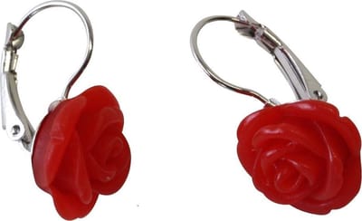 Behave - Oorbellen met Rood Roosje - Elegant en Tijdloos Design