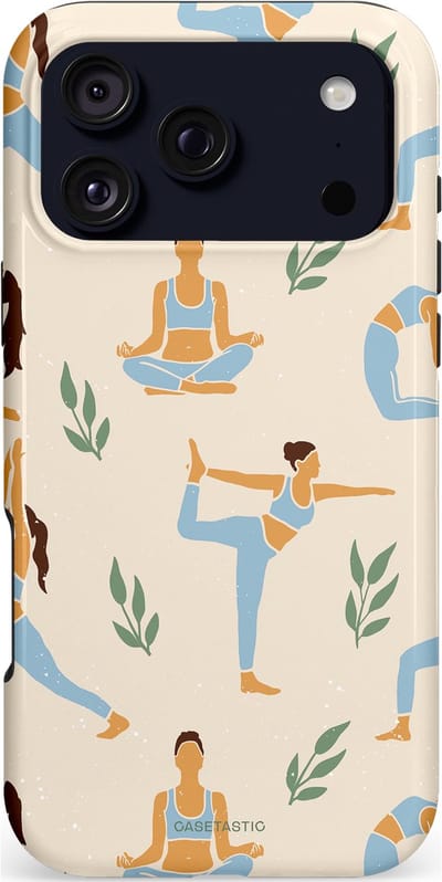 Casetastic hoesje geschikt voor Apple iPhone 17 Pro Max - MagSafe - Dubbellaagse bescherming - Yoga zen - Fashion Case - Crème Lichtgrijs Lichtblauw