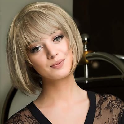 Korte Rechte Synthetische Haarparruccap voor Vrouwen en Meisjes - 11 Inch Blonde Bob Hairstyle