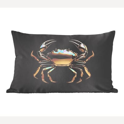 Sierkussens - Kussentjes Woonkamer - 60x40 cm - Goud - Krab - Dieren - Zwart