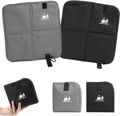 Opvouwbare waterdichte outdoorkussens, 2 stuks, ideaal voor kamperen, picknick en bergbeklimmen, 35 x 37 cm (grijs/zwart)