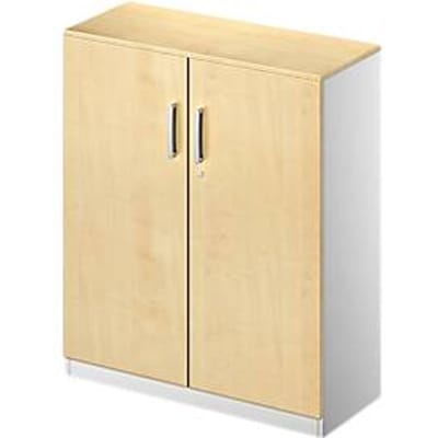 Schäfer Shop  Genius Vleugeldeurkast TETRIS SOLID, 3 ordnerhoogten, B 800 mm, afsluitbaar, met afdekplaat, esdoornpatroon/blank aluminium
