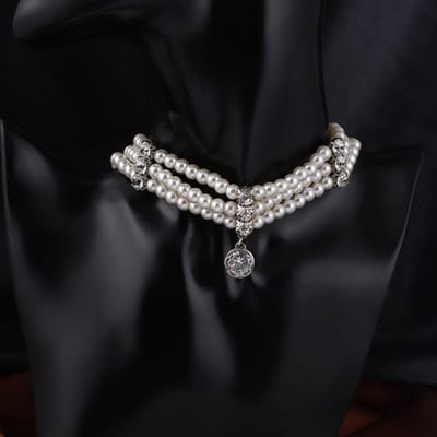 Luxe Nieuwe Mode Kristal Micro Pavé Zetting 3 Laags Parel Kettingen Kettingen Voor Vrouwen Bruiloft Feest Accessoires Sieraden gray