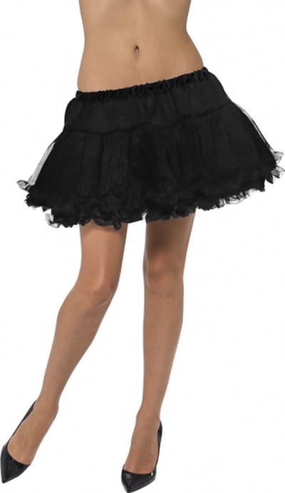 Smiffy's Petticoat rok kort - zwart - dames - polyester - tutu - onderrok - verkleedkleding