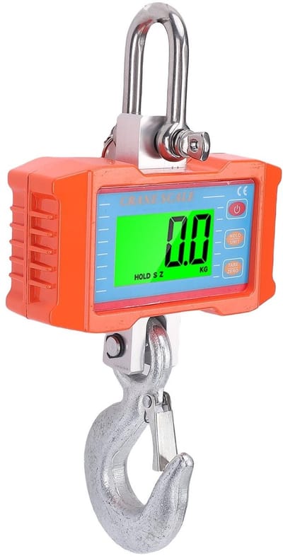 Dailygoods- Kraanweegschaal Digitale 2000 kg - Hangweegschaal - Industriële Weegschaal - Nauwkeurige Meting - Roestvrij Stalen Haak - Stevig Materiaal