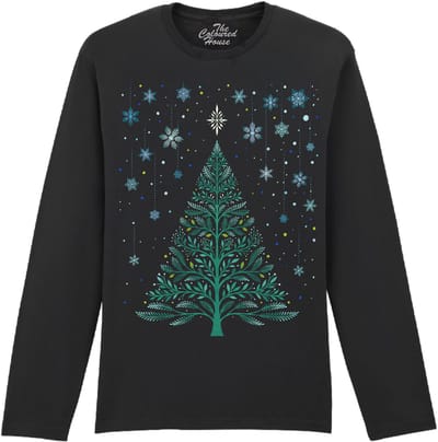 Kerstmis Christmas Night Snowy Tree The Coloured House Longsleeve T-shirt XXL