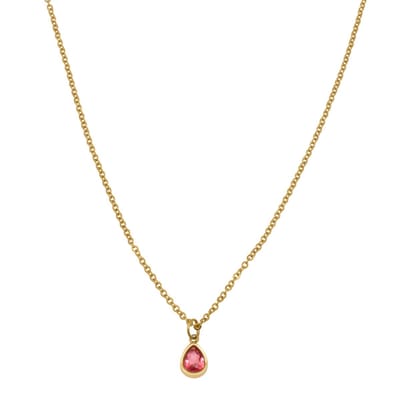 Essenza Pink Drop Charm Necklace Gold