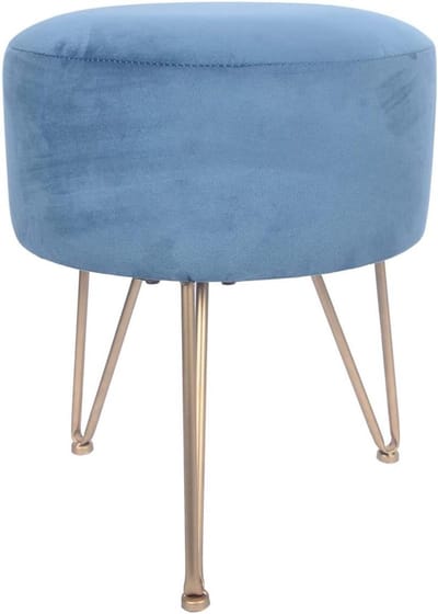 Ronde Kruk - Voetenbank Poef - Woonkamer Decoratie - Fluwelen Afwerking - 43x35x35 cm - Blauw