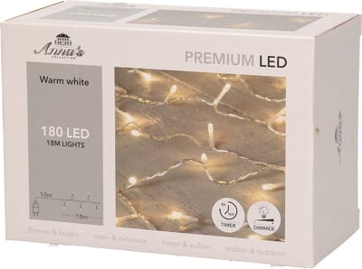Anna's Collection Kerstverlichting - warm wit - 180 leds - 18M - dimmer-timer