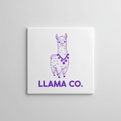 Schattige Lama Illustratie Keramische Tegel – “Llama Co.” Moderne Dierenkunst Wanddecoratie – 15 × 15 cm