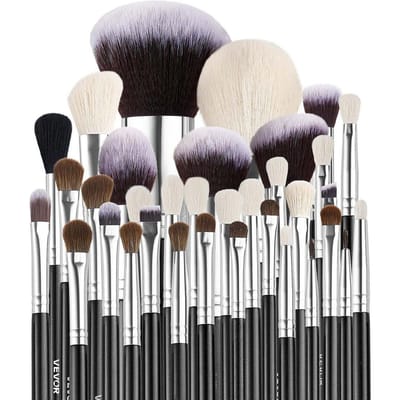 34-delige Make-up Kwastenset, Professionele Kwasten Kit voor Foundation Blenden Oogschaduw Concealer Blush - met Zachte Haartjes, Ergonomisch Houten Handvat,