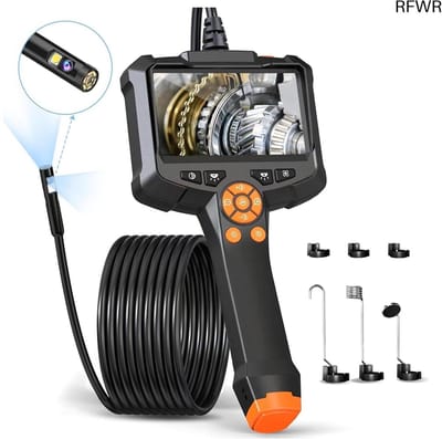 RFWR® Endoscoopcamera met dubbele lens, 8 mm, IP67 waterdicht, 1080p HD, inspectiecamera met 5 m kabel en 8 instelbare leds