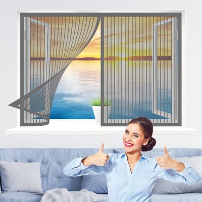 Magnetisch Raamscherm - Horraam Gordijn - Insecten Buiten Houden - Handsfree Bediening - 115 x 150 cm - Grijs