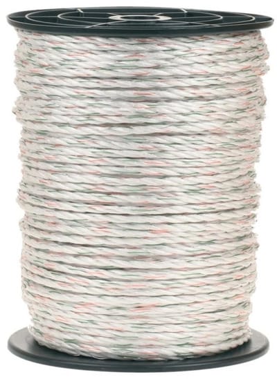 Koltec Kunststof Koord 5 mm × 200 m — wit, breekkracht 380 kg, PP koord met RVS geleiders - kunststof koord 200m Koltec - Koltec kunststof koord 200 m, koord 5mm 200m, afrasteringskoord wit 200m, PP koord met RVS geleiders, koord breekkracht 380 kg