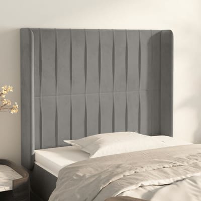 vidaXL - Hoofdbord - met - randen - 103x16x118/128 - cm - fluweel - lichtgrijs