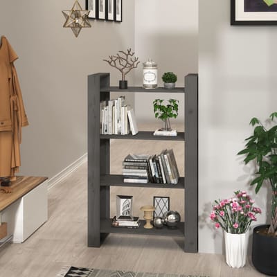 vidaXL - Boekenkast/kamerscherm - 80x35x125 - cm - massief - grenenhout - grijs