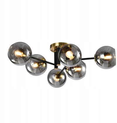 Elegante Plafondlamp Grijs 6xE14 Zwart-Goud voor Woonkamer