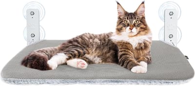 Comfortabele Kattenhangmat voor het Raam - Opvouwbare Hangbed voor Katten tot 25kg - Ideaal voor Zonnen en Uitzicht 52 * 30cm (Grijs, M)