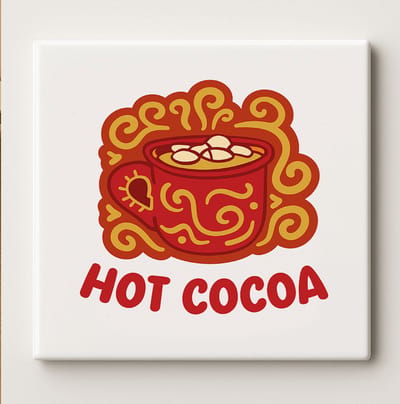 Hot Cocoa Keramische Tegel 15x15cm – Gezellige Winterdecoratie voor Keuken of Koffiehoek