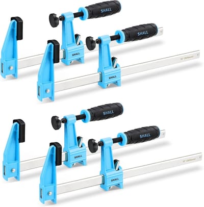 Hoekklem houtbewerking - Set van 4 stalen staafklemmen - 30 cm - Middelzware F-klemmen met snelinstelmechanisme - Voor houtbewerking en metaalbewerking