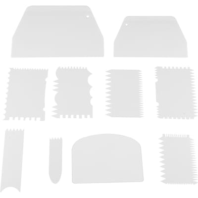 10 stuks/set Plastic Bakrand Deegschraper Snijder Gebakspatels Taartdecoratie Bakgereedschap white