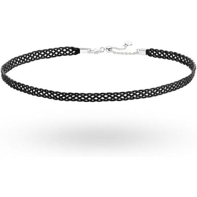 Nieuwe 925 Sterling Zilveren Ketting Geweven Stof Choker Verstelbare Schuif Leren Ketting Voor Vrouwen Populaire Kralen Charme Diy Sieraden 40cm black