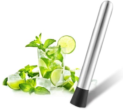 Dailygoods- Cocktail Stamper Roestvrij Staal - Cocktail Accessoires - IJsbreker - Drankjes - Sappen - 20 cm - Muddler