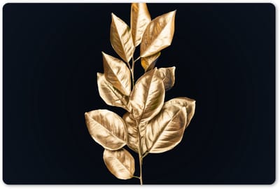 Placemats 45x30 cm - Placemat kunststof - 1 stuk - Plant - Bladeren - Goud - Zwart - Luxe - Borden onderleggers - Decoratie voor op tafel - Keuken tafeldecoratie accessoires - Vinyl onderlegger - Tafelversiering