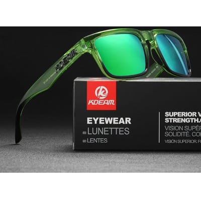 Nieuw KDEAM Merk Hoge Kwaliteit Vierkante Zonnebril voor Heren Sport Gepolariseerde Zonnebril 2025 Reflecterende Coating Kleurrijke Lens UV400 Only Sunglasses
