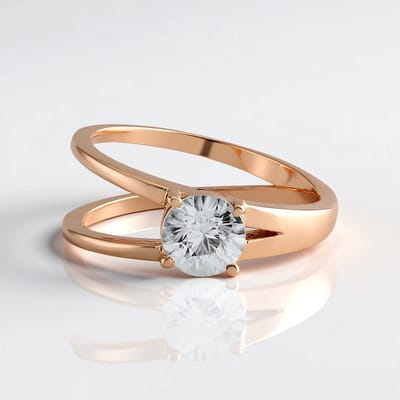 Cavill - Elegante 925 Sterling Zilver Ring Rosé Verguld - 1 046 ct Cambodjaanse Ronde Zirkoon - Open Prong Zetting - Maat 17