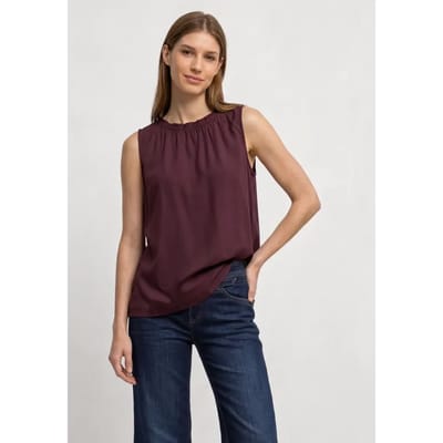 Blouse met gerimpelde ronde hals