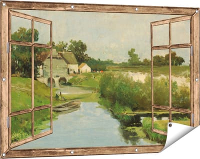 Gards Tuinposter Doorkijk Zomerdag - Johan Hendrik Weissenbruch - 120x80 cm - Tuindoek - Tuindecoratie - Wanddecoratie buiten - Tuinschilderij