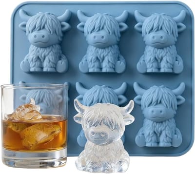 3D Hooglandrunder IJsblokjesvorm van Siliconen, Herbruikbare IJsblokjes voor Whisky en Cocktails, Eenvoudige Vrijgave en Creatieve Drinks