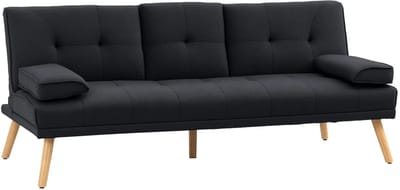 Slaapbank - Uitklapbaar - Slaapstoel - Logeerbed - Zetelbed - Slaapfauteuil - Vouwbed - 2 persoons - Zeer comfortabel - Zwart