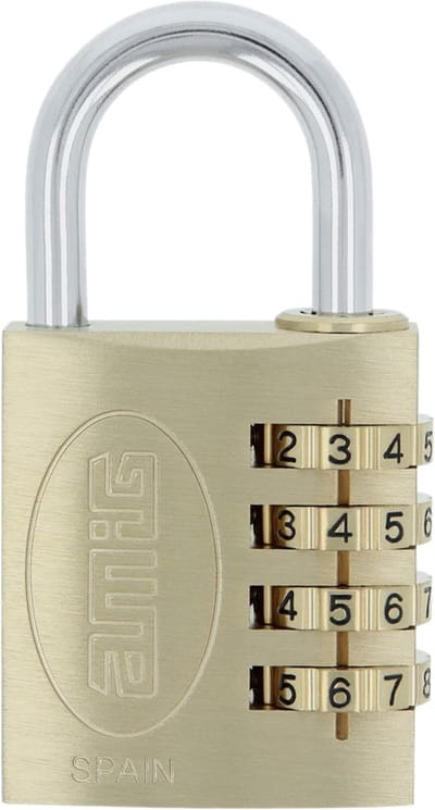 AMIG Hangslot Ø5 / 40x77mm – 4-cijferig Cijferslot – Messing – Geweldige Bouwkwaliteit