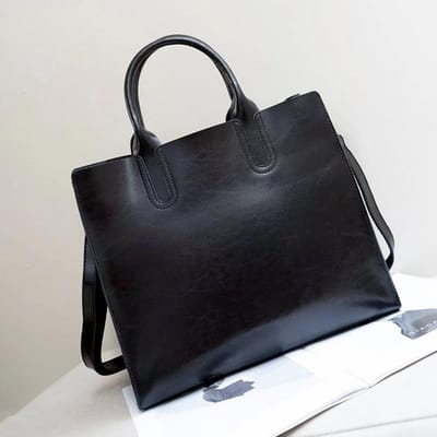 Dames tas van echt leer Nieuwe modieuze handtas Trendy grote tas Grote capaciteit tas Eenvoudige en veelzijdige koeienhuid draagtas 32*28*14 black