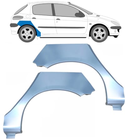 Reparatiepaneel achterspatbord voor Peugeot 206 206+ 1998-2012 / Links + Rechts