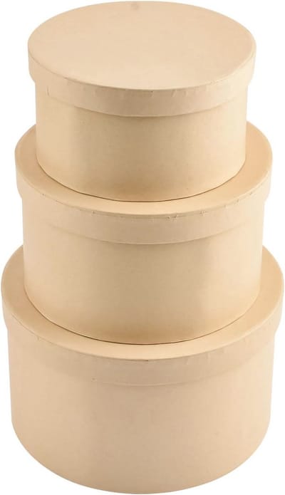 Set van 3 Ronde Papier Maché Dozen - Ideaal voor Schilderen, Knutselen en Opslag